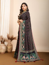 Black digital printed unique muslin cotton saree