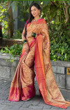 Premium banarasi tissue silk pink saree with zari weaving work