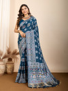 Firoji traditional muslin dola silk saree with meenakari zari weaving work
