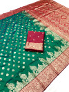 Rama green traditional banarasi silk saree with zari weaving work