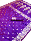 Purple  traditional banarasi silk saree with meenakari zari weaving work