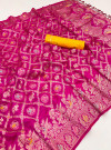 Pink designer viscose dola silk saree with meenakari zari weaving work
