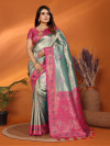 Sea green premium banarasi tissue silk saree with zari weaving work