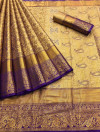 Premium banarasi tissue silk purple saree with zari weaving work