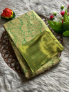 Green golden zari weaving premium banarasi tissue silk saree