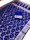 Royal blue banarasi silk saree with meenakari zari weaving work
