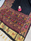 Black soft rajwadi pashmina silk weaving saree with lagdi patta pallu