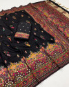 Black soft rajwadi pashmina silk weaving saree with lagdi patta pallu