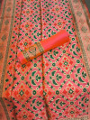 Peach color Patola Silk woven design saree