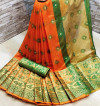 Orange color Soft & Silky Weaving Jequard work saree