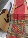 Peach color soft Handloom cotton Woven work saree