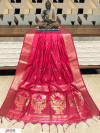 Red color Handloom cotton weaving saree