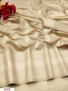 Cream soft cotton silk weaving work saree
