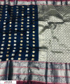Navy blue color Kanjivaram Soft Silk Zari work saree