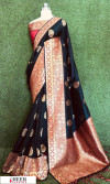 Black color Banarasi silk meenakari saree