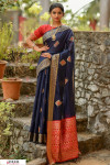 Navy blue color Handloom cotton weaving patola saree