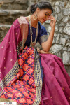 Wine color Handloom cotton weaving patola saree
