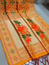 Orange color Patola Silk woven design saree