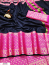 Black color Kota doriya jacquard weaving saree