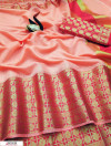 Peach color Kota doriya jacquard weaving saree