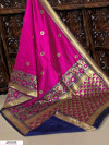 Pink color Banglori raw silk zari woven work saree