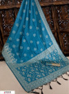 Blue color Handloom raw silk weaving saree