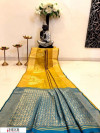 Yellow color Banglori raw silk zari woven work saree