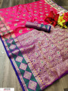 Pink color soft banarasi silk weaving work saree