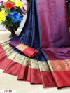 Blue color Pure kota muslin silk woven design saree