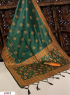 Rama green color Handloom raw silk weaving saree