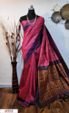 Pink color Handloom raw silk weaving saree