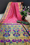 Gajari color Paithani silk weaving work saree