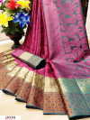 Pink color Pure kota muslin silk woven design saree