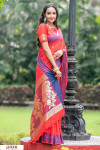 Red color soft cotton weaving work saree