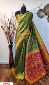 Green color Handloom raw silk weaving saree