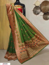 Mehndi green color Banarasi silk meenakari saree