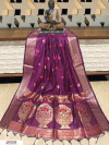 Wine color Handloom cotton weaving saree