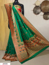 Green color Banarasi silk meenakari saree