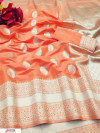 Orange color soft cotton silk weaving work saree