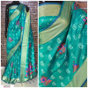 Rama green color Handloom chanderi cotton weaving Work saree