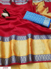 Maroon color Kota doriya jacquard weaving saree