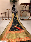 Black color Banarasi silk weaving meenakari saree