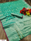 Green color soft banarasi silk weaving work saree