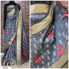 Gray color Handloom chanderi cotton weaving Work saree