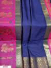 Navy Blue color Soft kanchipuram silk weaving work saree