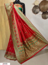 Red color Banarasi silk meenakari saree