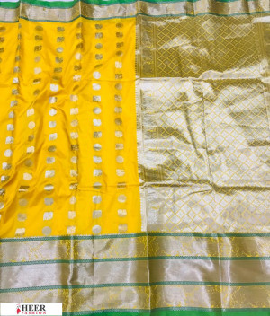 Yellow color Kanjivaram Soft Silk Zari work saree