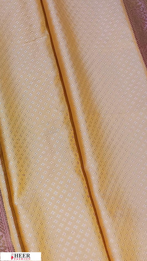 Cream color Soft kanchipuram silk weaving work saree