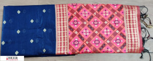 Blue color Handloom cotton weaving patola saree