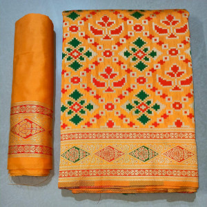 Orange color Patola Silk woven design saree